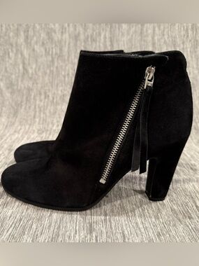 Sam Edelman Black Suede Ankle Booties with Side Zip